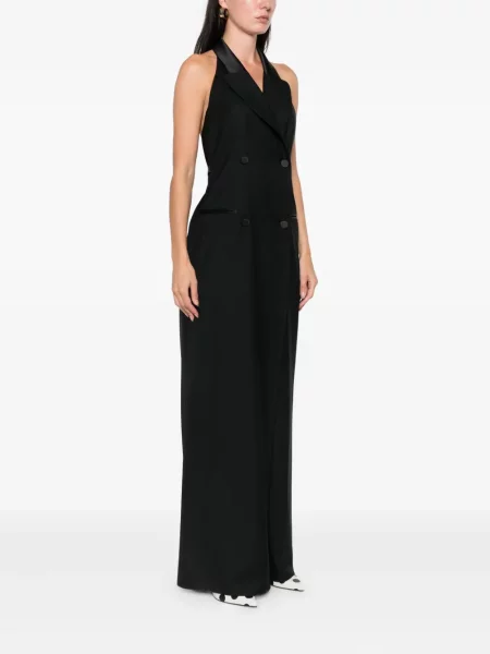 Sukienka Moschino dwurzędowa z dekoltem halter garniturowa czarna