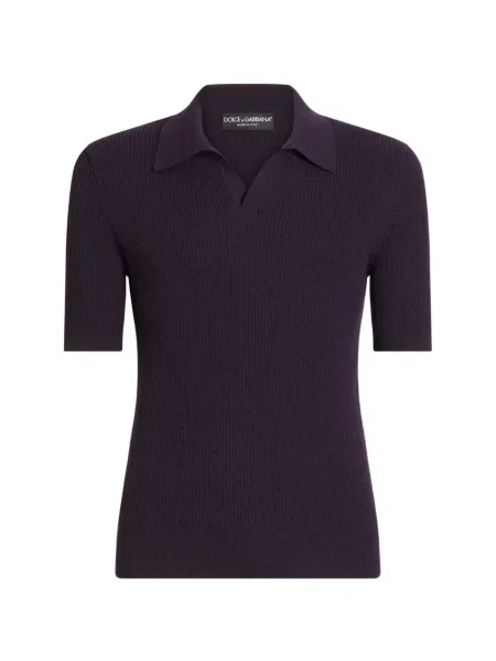 Tricou polo Dolce & Gabbana tricotate albastru