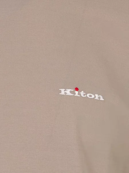 Тениска Kiton бродирана с кръгло деколте кафяво