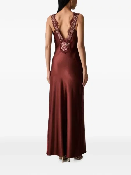 Rochie maxi Bardot din satin roșu