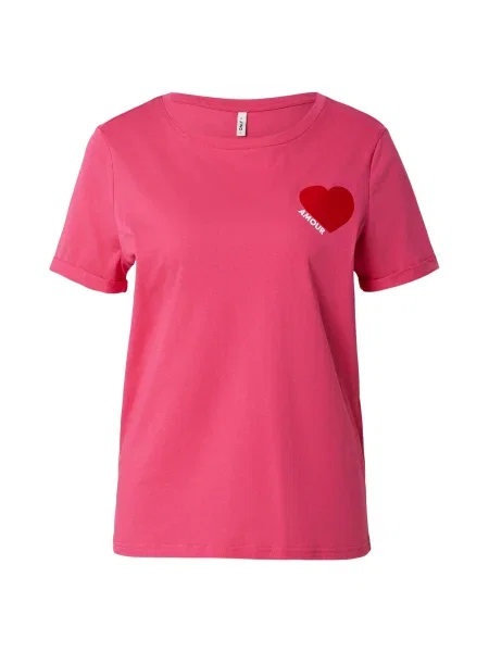 ONLY Tricou ONLVICA roz / roșu alb