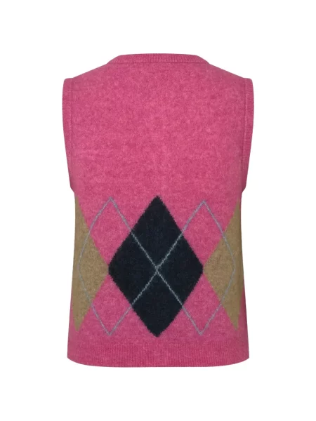 Cardigan Samsøe Samsøe cu model argyle roz