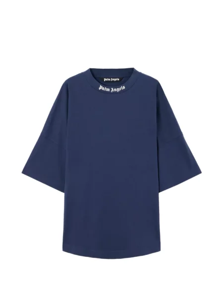 Tricou Palm Angels cu decolteu rotund cu autograf albastru