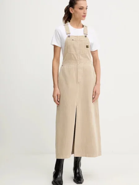 G-Star sukienka jeansowa 0 maxi prosta beżowy