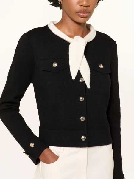 Claudie Pierlot Kardigan Z Odpinanym Kołnierzem beige biały