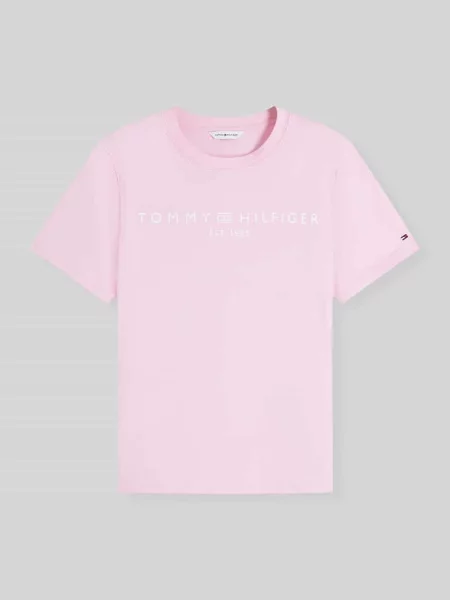 Krój regular fit t-shirt z czystej bawełny z nadruk z logo Tommy Hilfiger