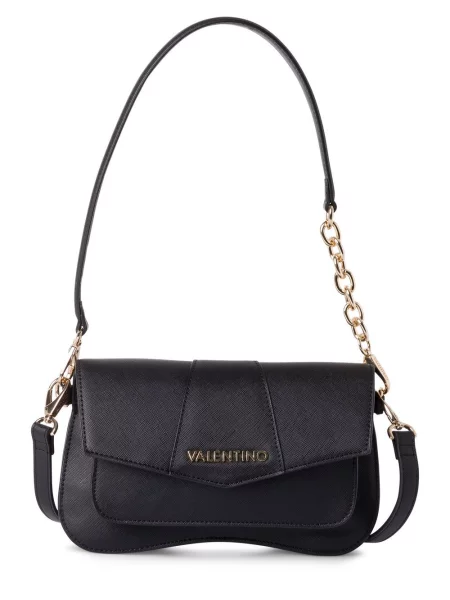 Lniana torebka Valentino Handbags czarna