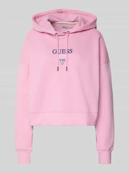 Bluza z kapturem o kroju relaxed fit z wyhaftowanym logo model „Baker” Guess Jeans