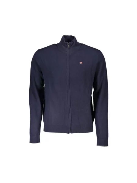 Kardigan Napapijri z długim rękawem wełniany niebieski