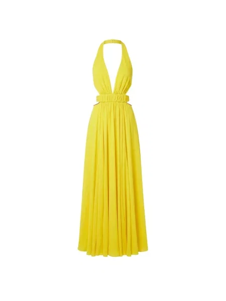 Sukienka maxi Trussardi z dekoltem halter żółta