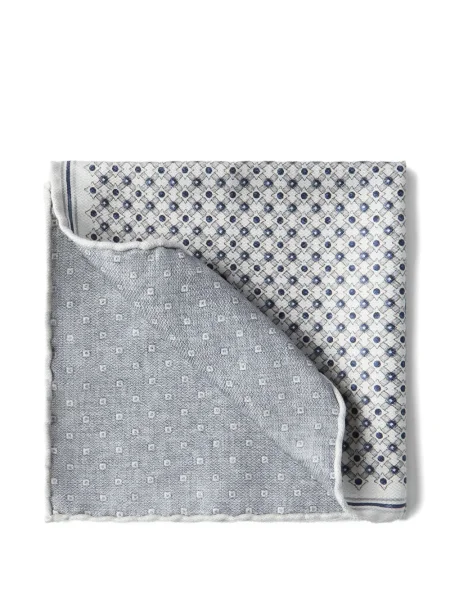 Fular Brunello Cucinelli de mătase cu imprimeu geometric gri