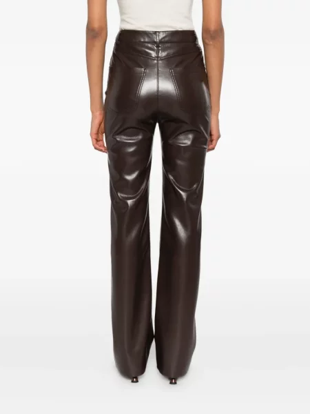 Pantaloni Nanushka din piele cu 5 buzunare maro