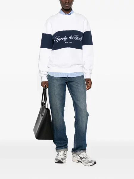 Hanorac Sporty & Rich cu broderie alb