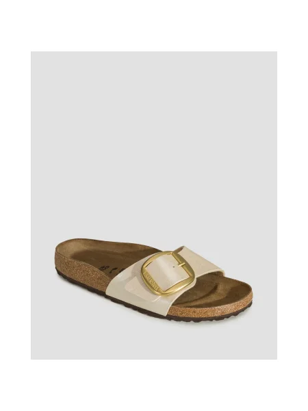 Șlapi Birkenstock cu perle cu cataramă bej