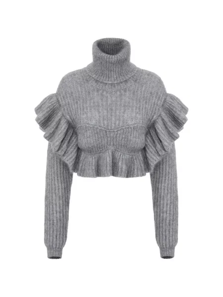 Pulover Elisabetta Franchi cu volane gri