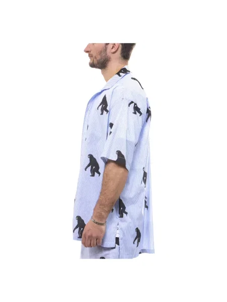Koszula Moschino w paski z paskiem niebieska