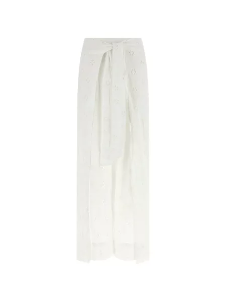 Pantaloni palazzo Polo Ralph Lauren cu broderie din dantelă plic alb