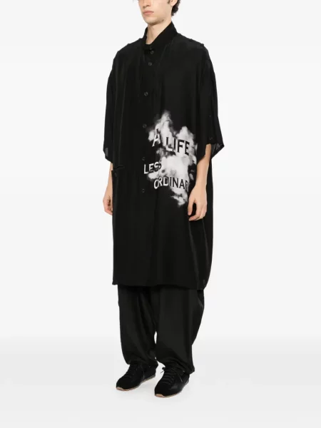 Палто Yohji Yamamoto с принт черно