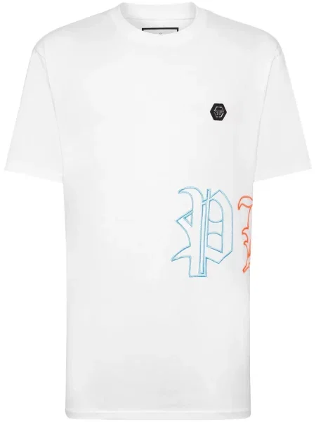 Tricou Philipp Plein cu broderie alb