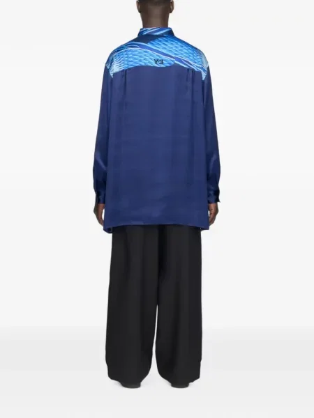 Cămașă Y-3 din satin albastru