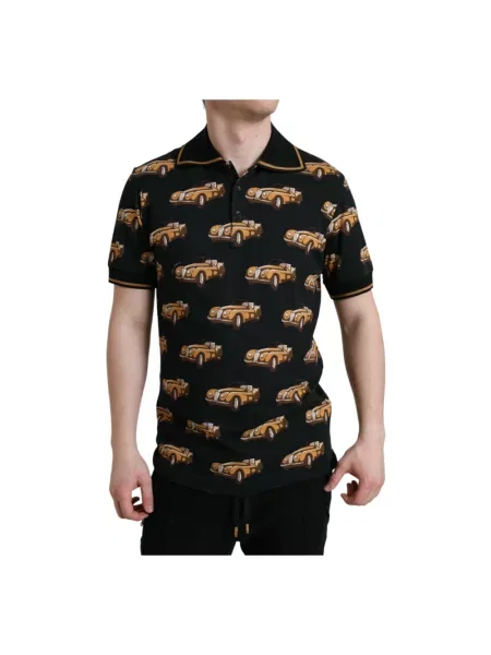Koszulka polo Dolce And Gabbana z nadrukiem z krótkim rękawem czarna