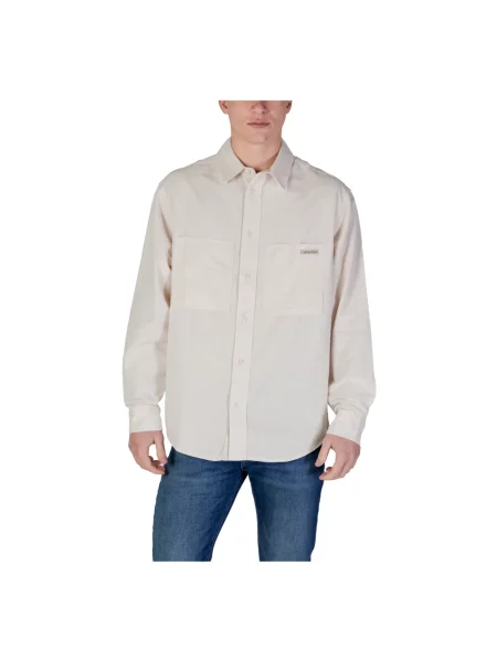 Koszula dżinsowa Calvin Klein Jeans z długim rękawem beżowa