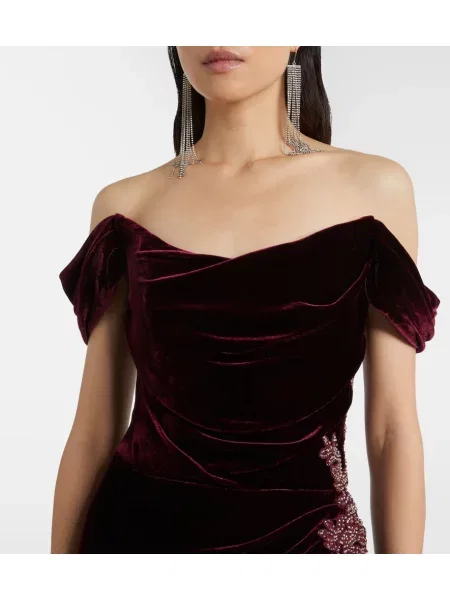 Rochie Costarellos de catifea bordo