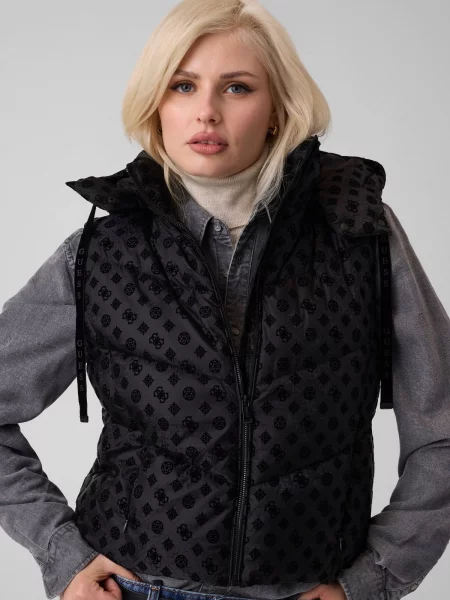 GUESS Szteppelt mellény Daisy | Cropped Fit fekete