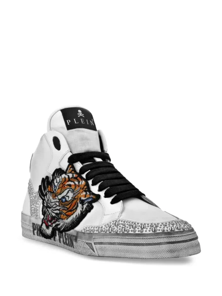 Sneakerși Philipp Plein cu dungi de tigru alb