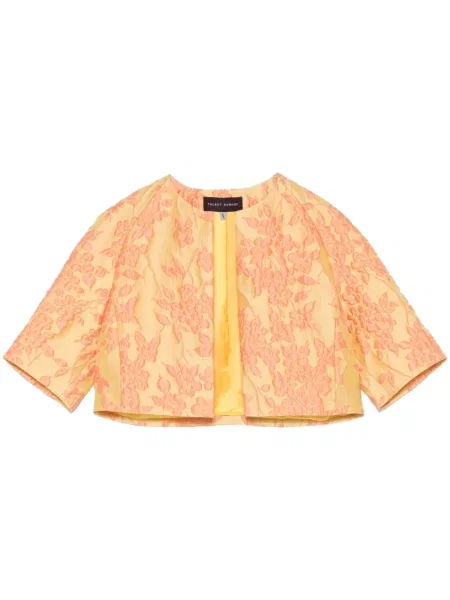 Kurtka Talbot Runhof w kwiatki żakardowa o krotszym kroju żółta