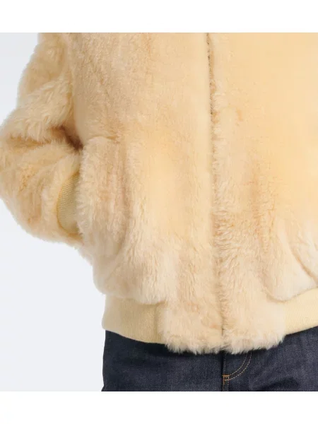 Geacă Bottega Veneta din piele de oaie bej