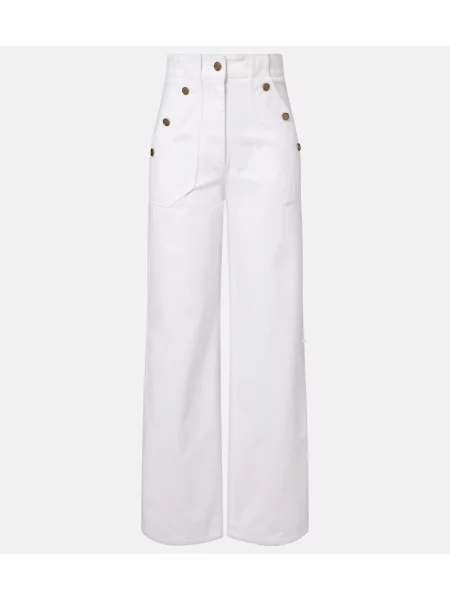 Blugi cu picior larg Max Mara cu talie înaltă alb