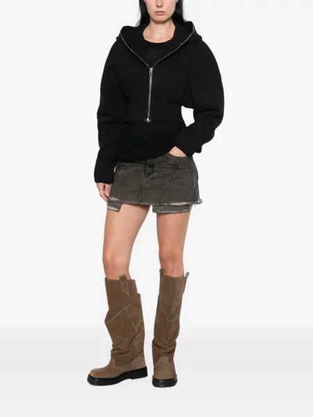 Decupat geacă Rick Owens Drkshdw cu glugă maro