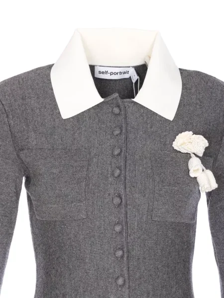 Rochie Self-portrait cu model floral de costum gri