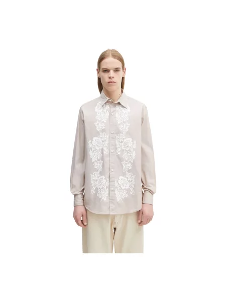Aries koszula Lace Overprinted Poplin Shirt beżowa