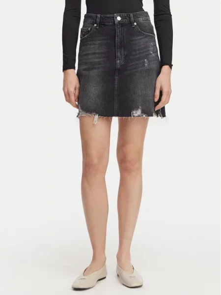 Tommy Jeans Fustă de blugi Mom Fit negru