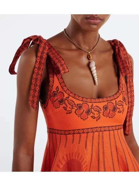 Rochie midi Alemais de in cu imagine portocaliu