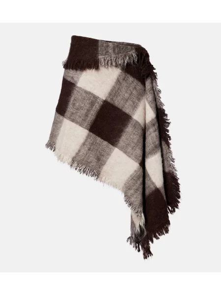 Fustă Proenza Schouler de lână în carouri maro