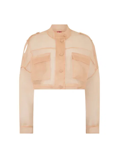 Lniana krótka koszula Pinko beżowa