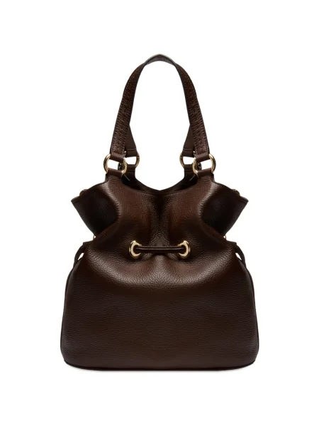 Кожена чанта тип bucket Lancel кафяво