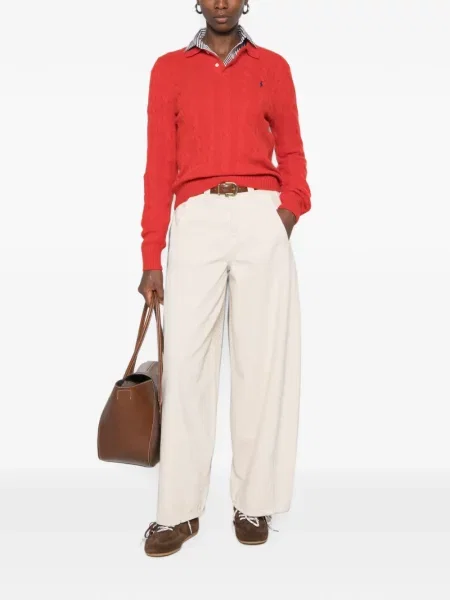 Haftowany sweter Polo Ralph Lauren do biegania ze sznurkiem niebieski