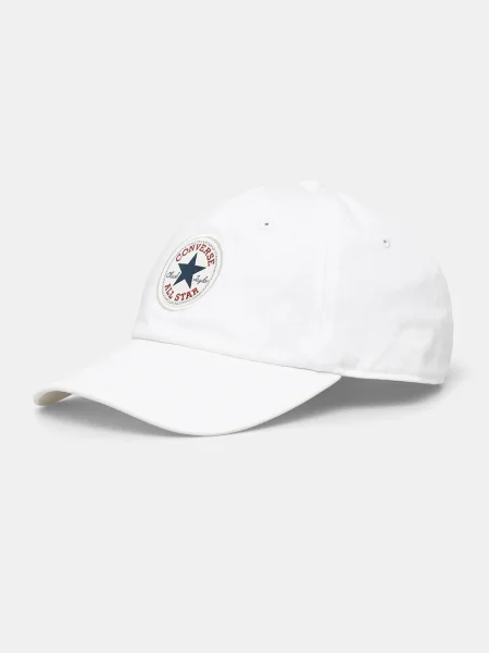 Шапка с козирка Converse бежово с апликация бяло