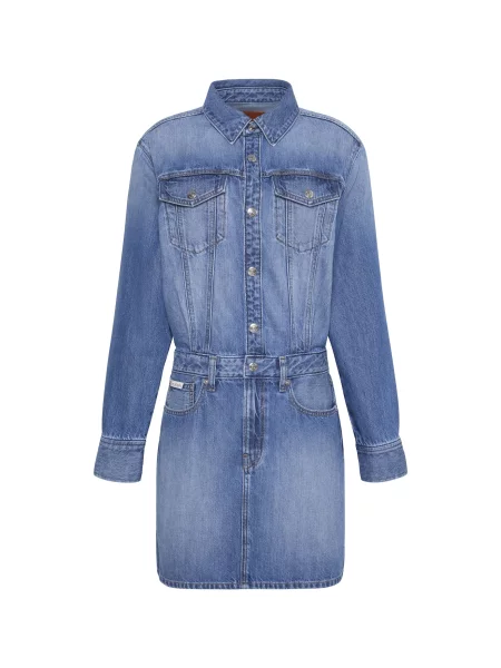 Calvin Klein Jeans Rochie tip bluză denim albastru
