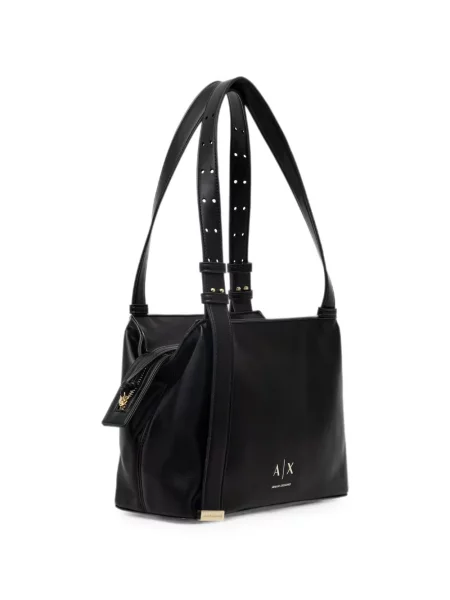 Презрамки чанта Armani Exchange с автограф черно