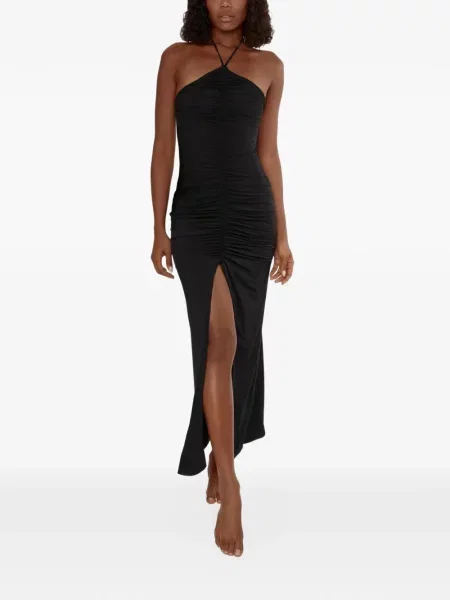 Rochie maxi Maygel Coronel cu volane cu gât halter negru