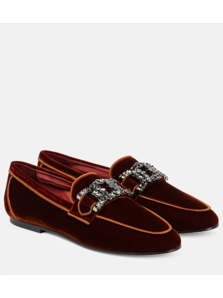 Pantofi loafer Tod's de catifea bordo