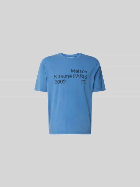 T-shirt o kroju relaxed fit z nadrukiem z logo Maison Kitsune niebieska