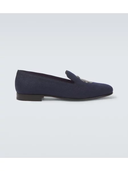 Pantofi loafer Ralph Lauren Purple Label cu broderie de in albastru