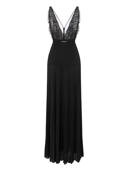 Плисирана костюм макси рокля Elisabetta Franchi черно