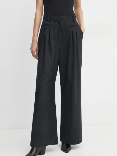 MUNTHE pantaloni STORMY femei lat high waist negru